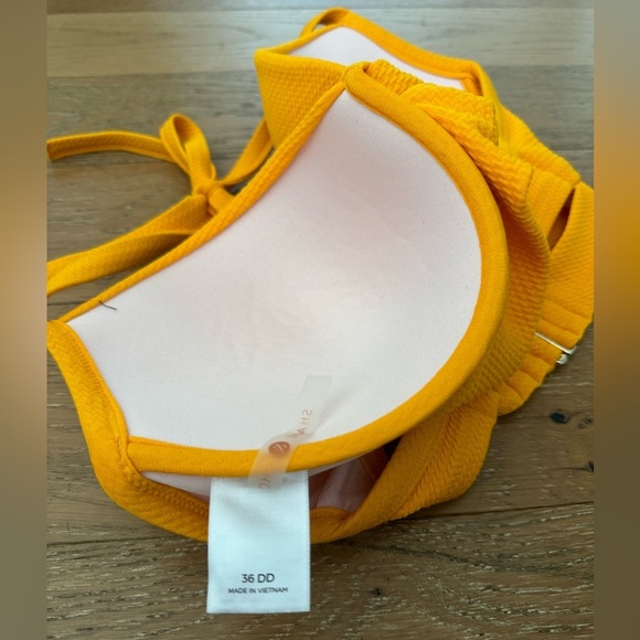 Shade & Shore Yellow Bra Halter Bustier Bikini Top 36DD - Picture 3 of 4